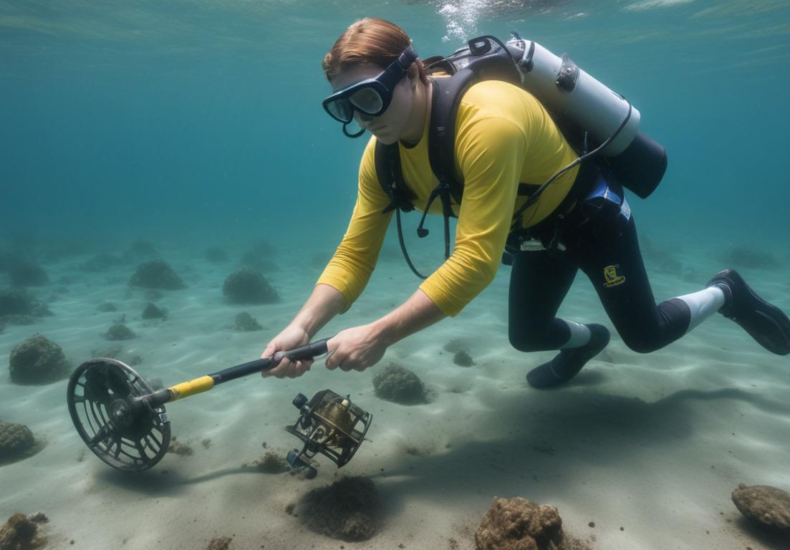 Using a metal detector for underwater treasure hunting