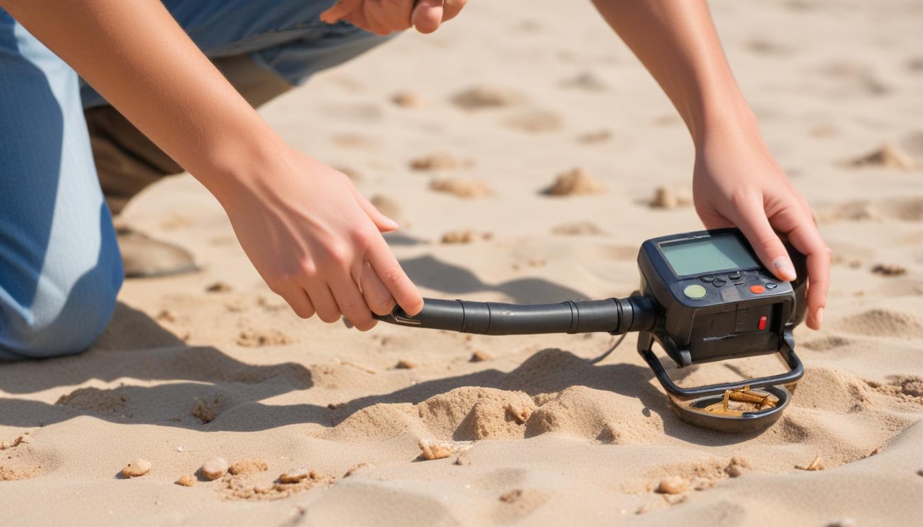 Using a metal detector to find lost jewelry