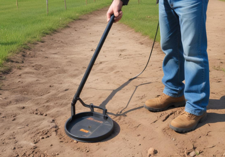 Using a metal detector to find property markers